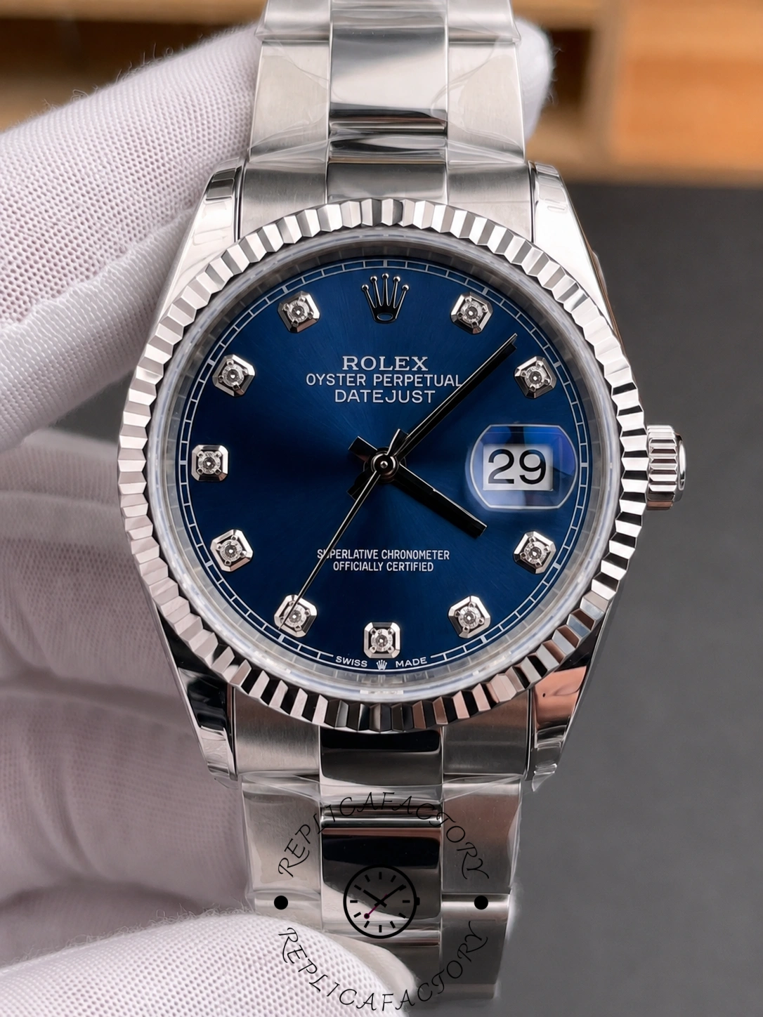 Rolex Datejust 126234 Blue Index Dial Stainless Steel 36MM Unisex Replica Watch