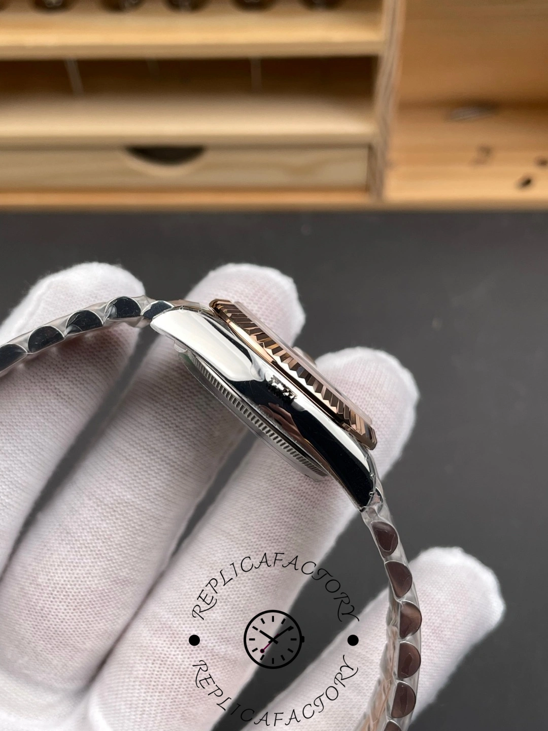 Rolex Datejust 278271 Sun Dust Roman Dial Two Tone Rose Gold Fluted Bezel Jubilee