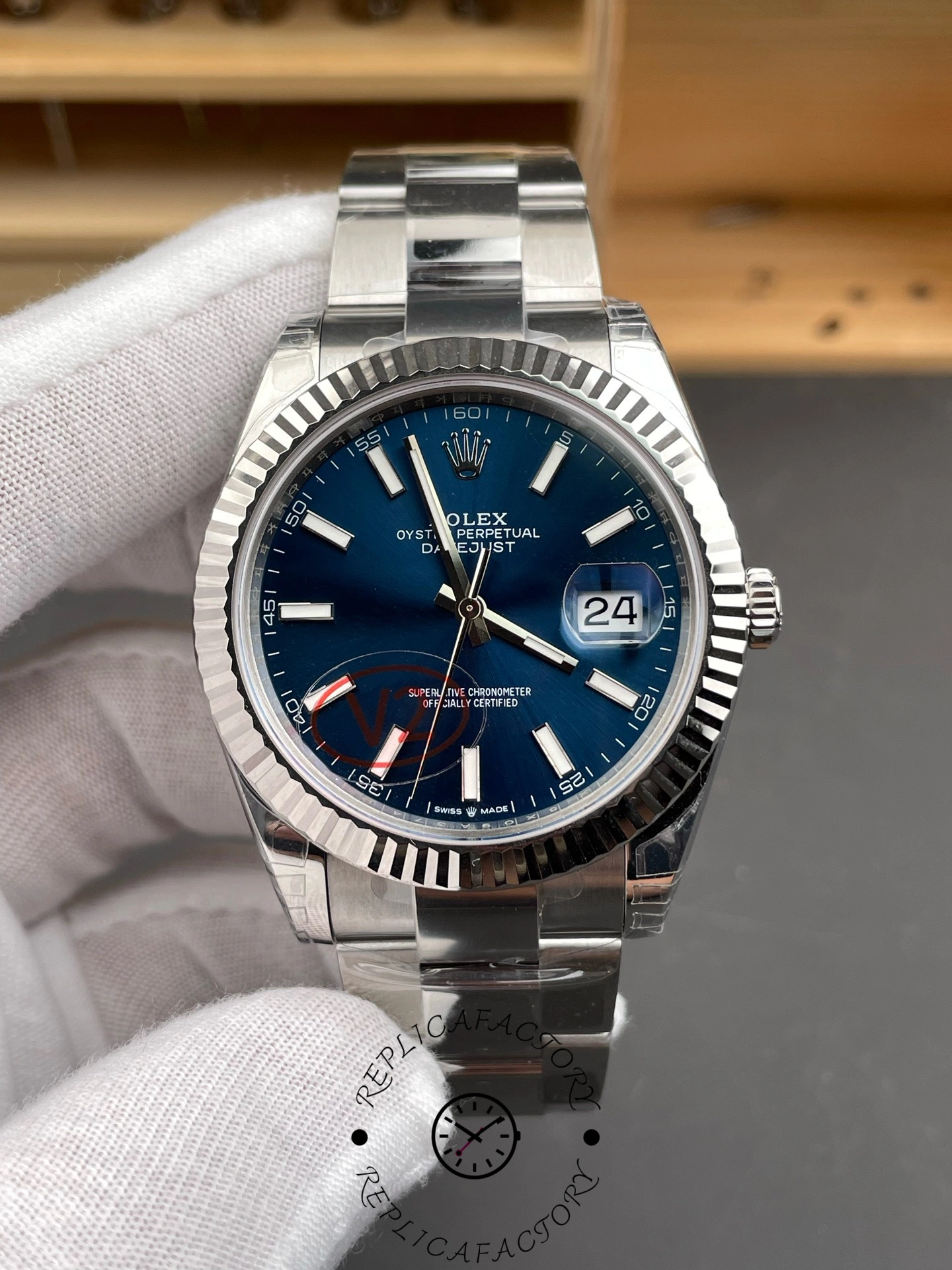 Rolex Datejust 126334 0001 Fluted Bezel Blue Dial 41MM Mens Replica Watch