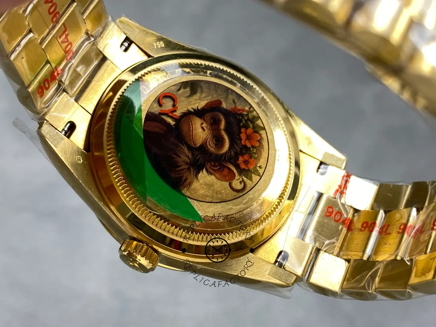 Rolex Day Date 128238-0106 36mm Yellow Gold Fluted Bezel Emoji Puzzle Dial