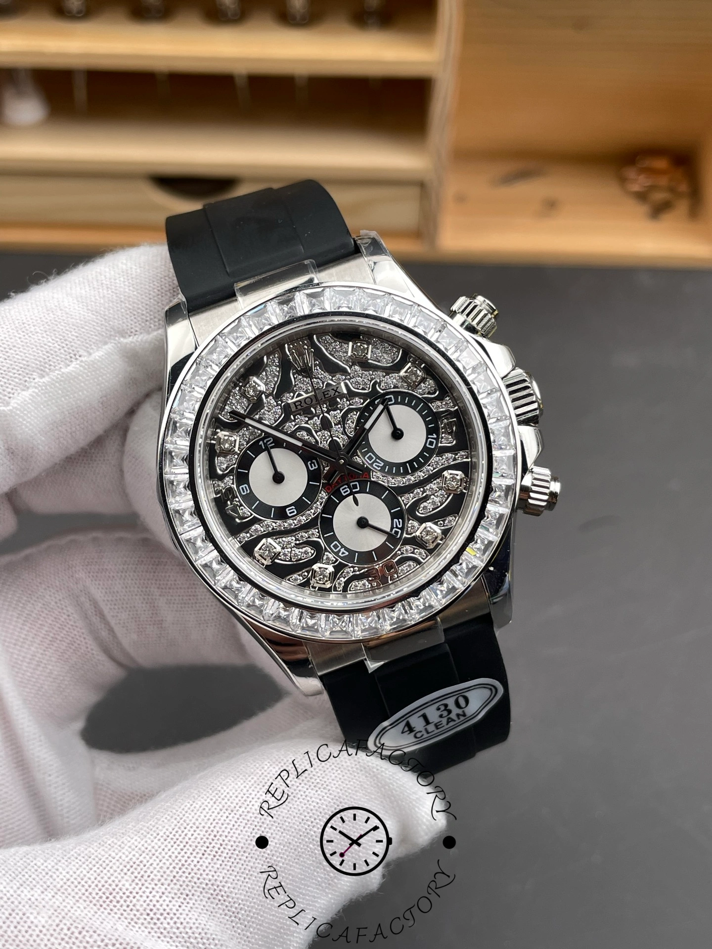 Rolex Daytona 40mm Eye of the Tiger White Gold Diamond Dial Oysterflex 116589TBR