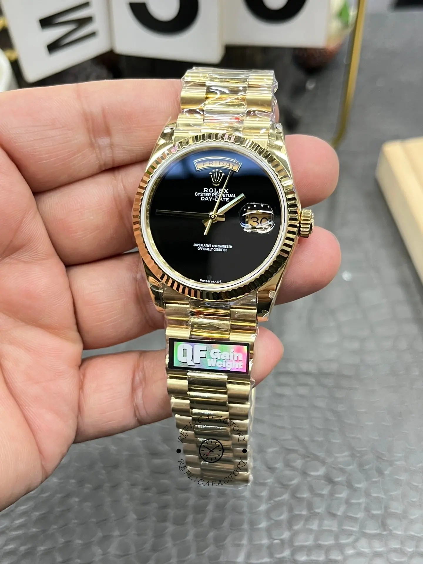 Rolex Day-Date 18038 36mm President Men's Onyx Dial Watch 1:1 Clone