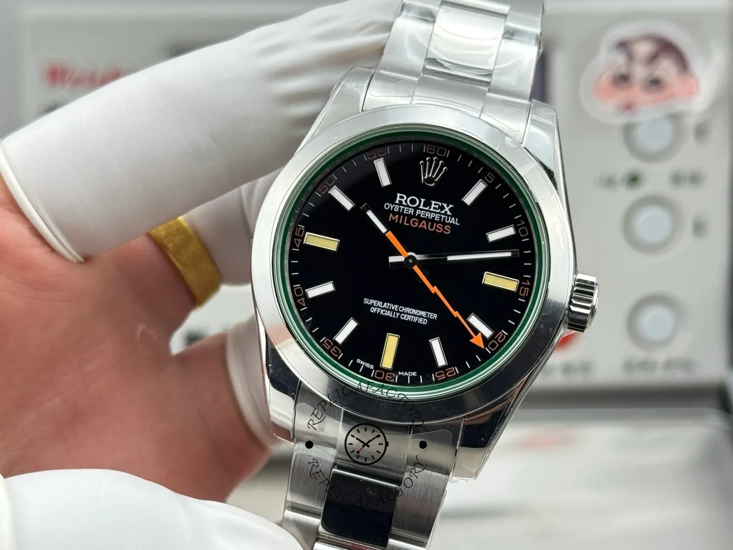 Rolex Milgauss 116400GV-0001 Stainless Steel Black Dial 40MM Mens Replica Watch
