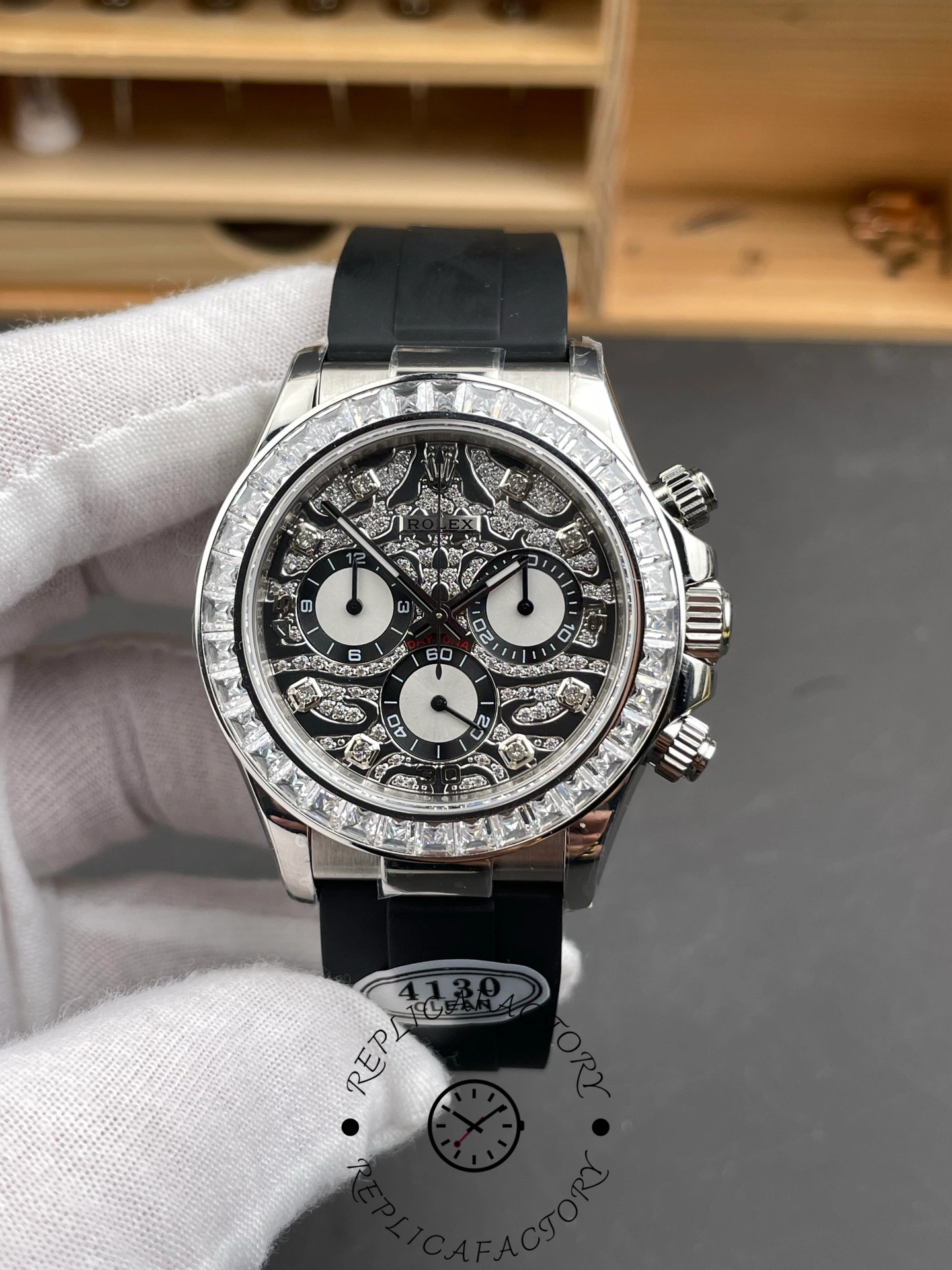 Rolex Daytona 40mm Eye of the Tiger White Gold Diamond Dial Oysterflex 116589TBR