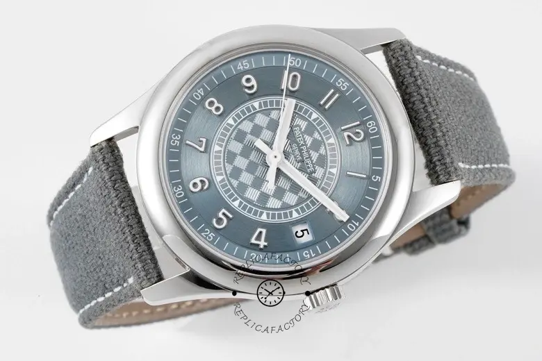 Three-quarter view of the Patek Philippe Calatrava 6007A-001 on strap, emphasizing lugs and dial depth.