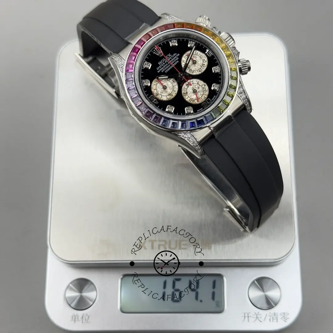 1:1 Clone Rolex Daytona 116595RBOW Stainless Steel Case Rubber Strap