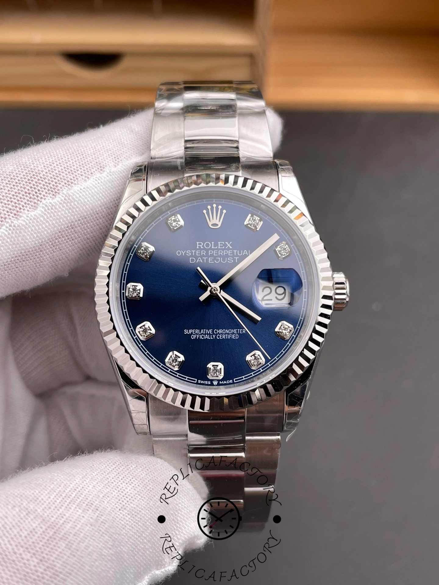 Rolex Datejust 126234 Blue Index Dial Stainless Steel 36MM Unisex Replica Watch