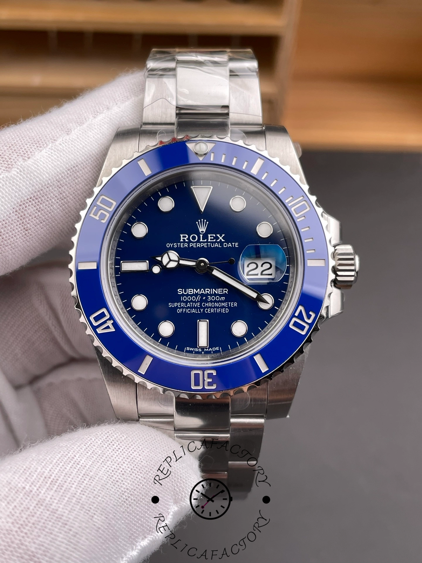 Rolex Submariner 116619LB White Gold Blue Dial 40mm Mens Replica Watch