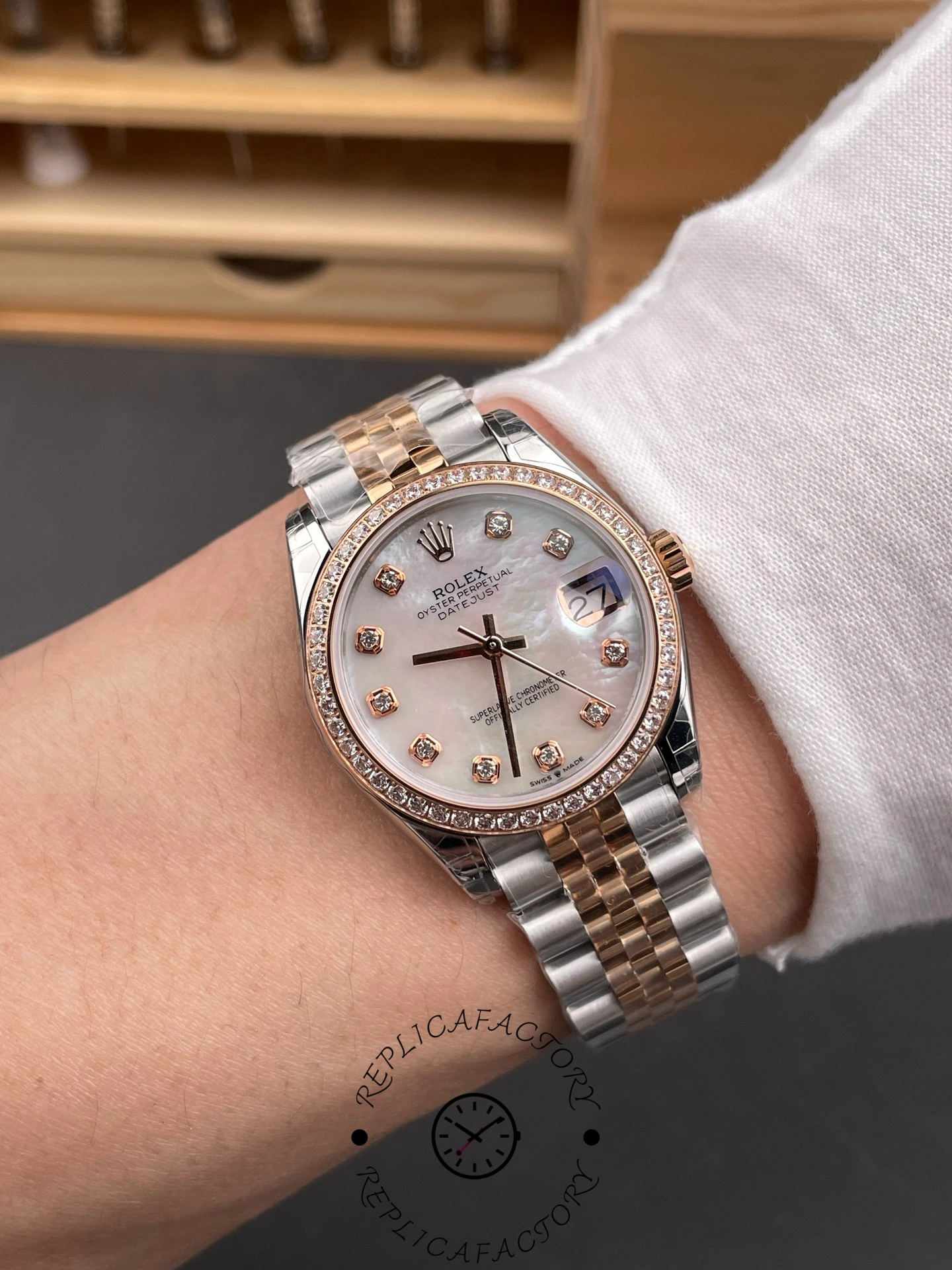 Rolex Datejust 31mm Stainless Steel and Rose Gold 278381RBR Mop Diamond Jubilee