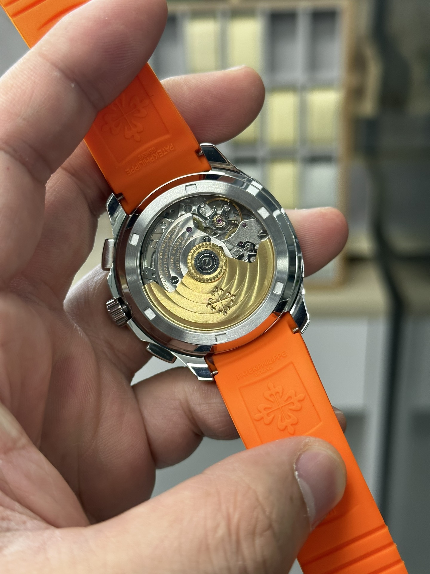 Replica Patek Philippe Aquanaut 5968A 001 Chronograph Orange Rubber 42mm - WatchesReplica.is