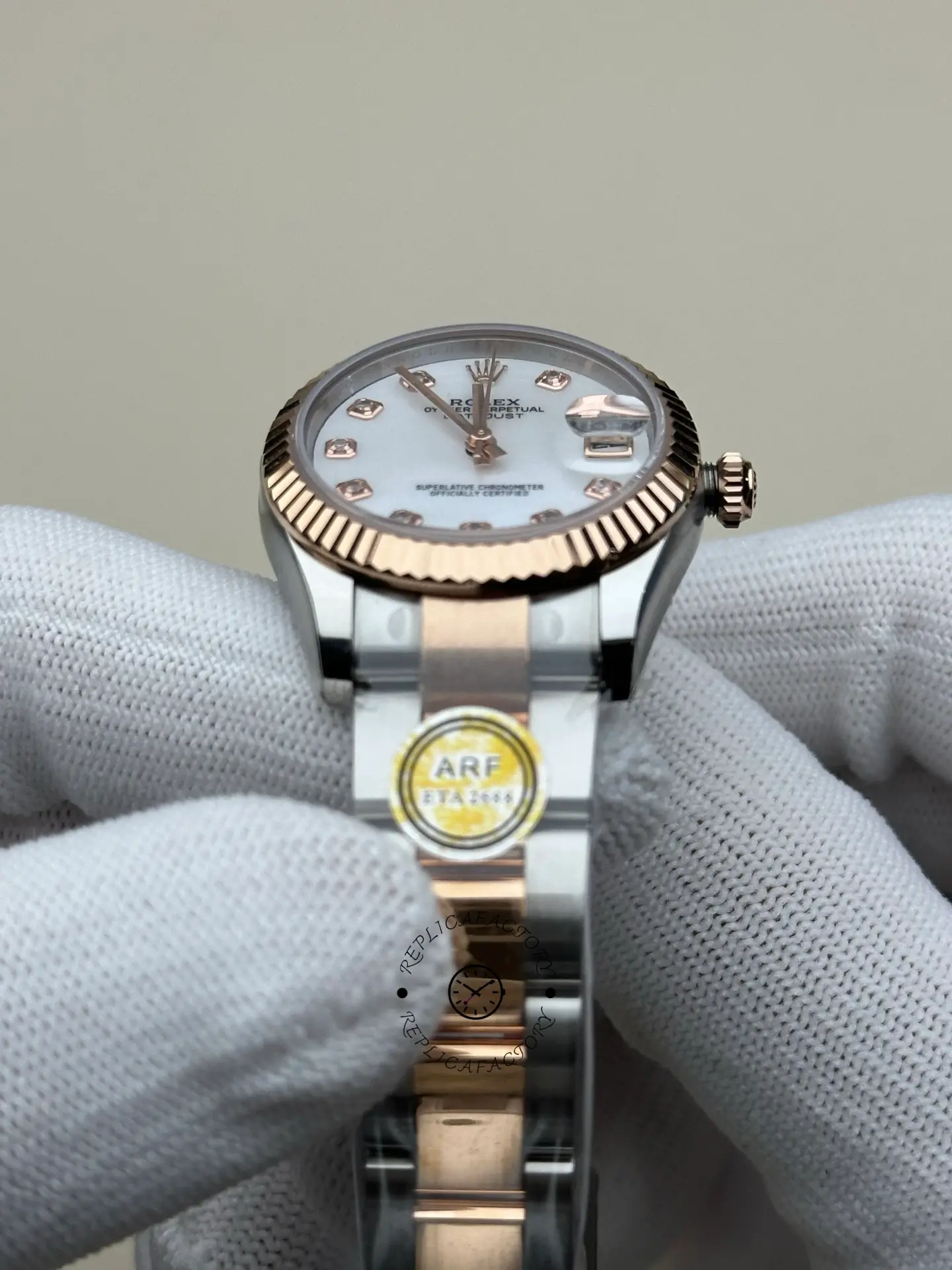 Rolex Datejust 278271-0025 Rose Gold Fluted MOP Diamond Dial Replica