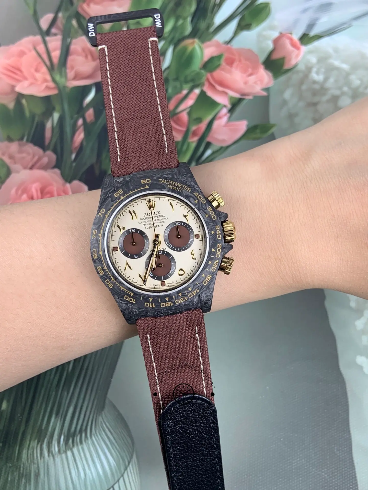 Rolex Daytona DIW Desert Eagle Arabic Carbon Fiber Customised Cream Dial 40 mm