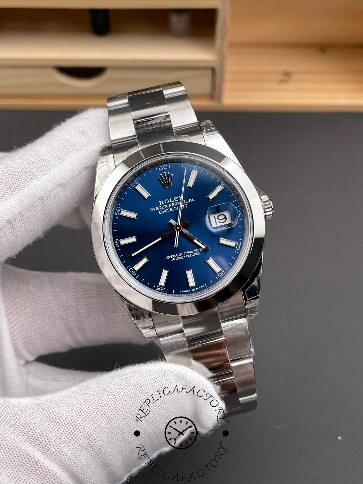 Rolex Datejust 41mm 126300-0001 Blue Dial Stainless Steel Oyster Bracelet Men's Replica Watch