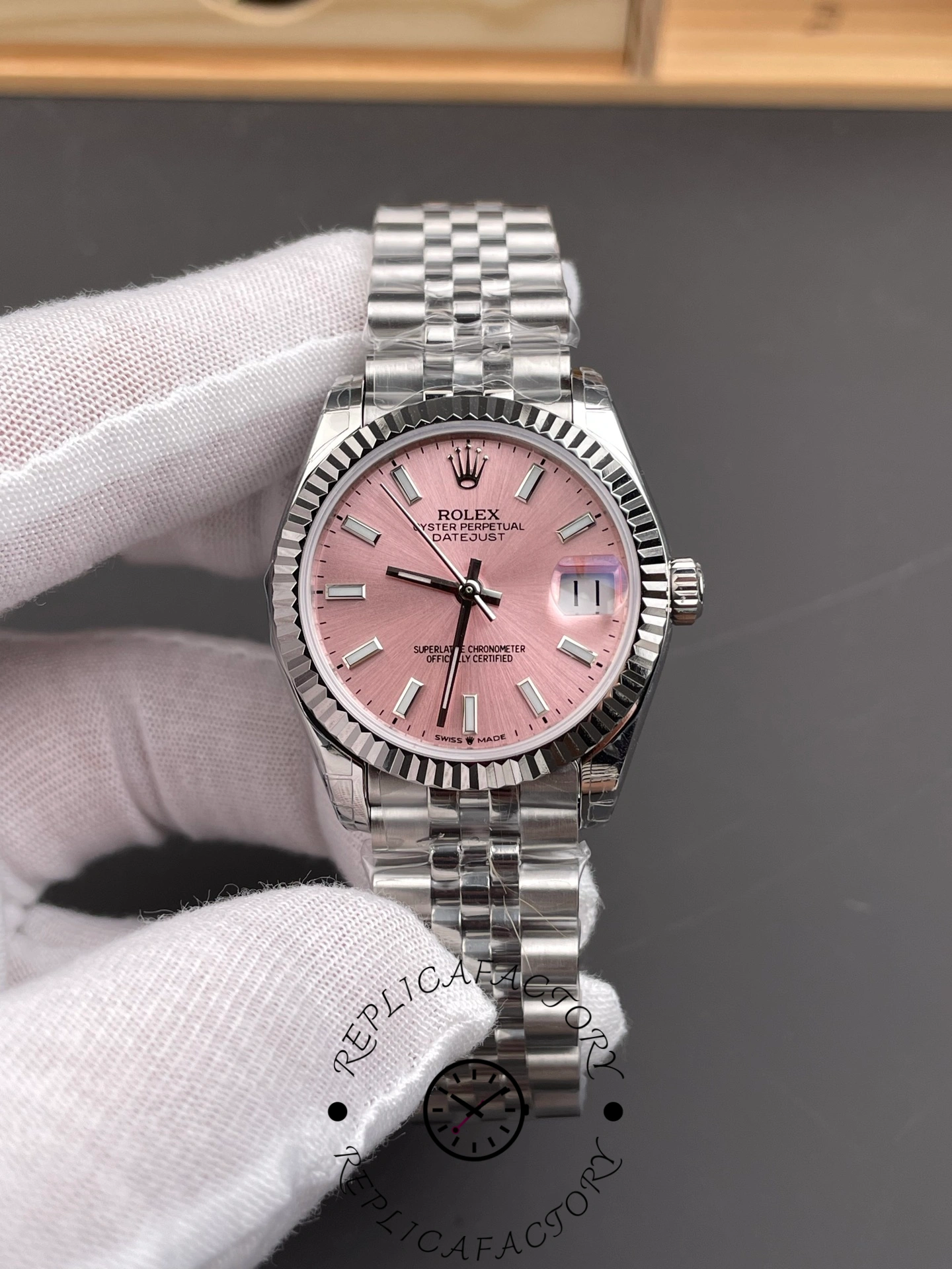 Rolex Datejust 31 Stainless Steel and White Gold Pink Dial M278274 0014 Women's Watch