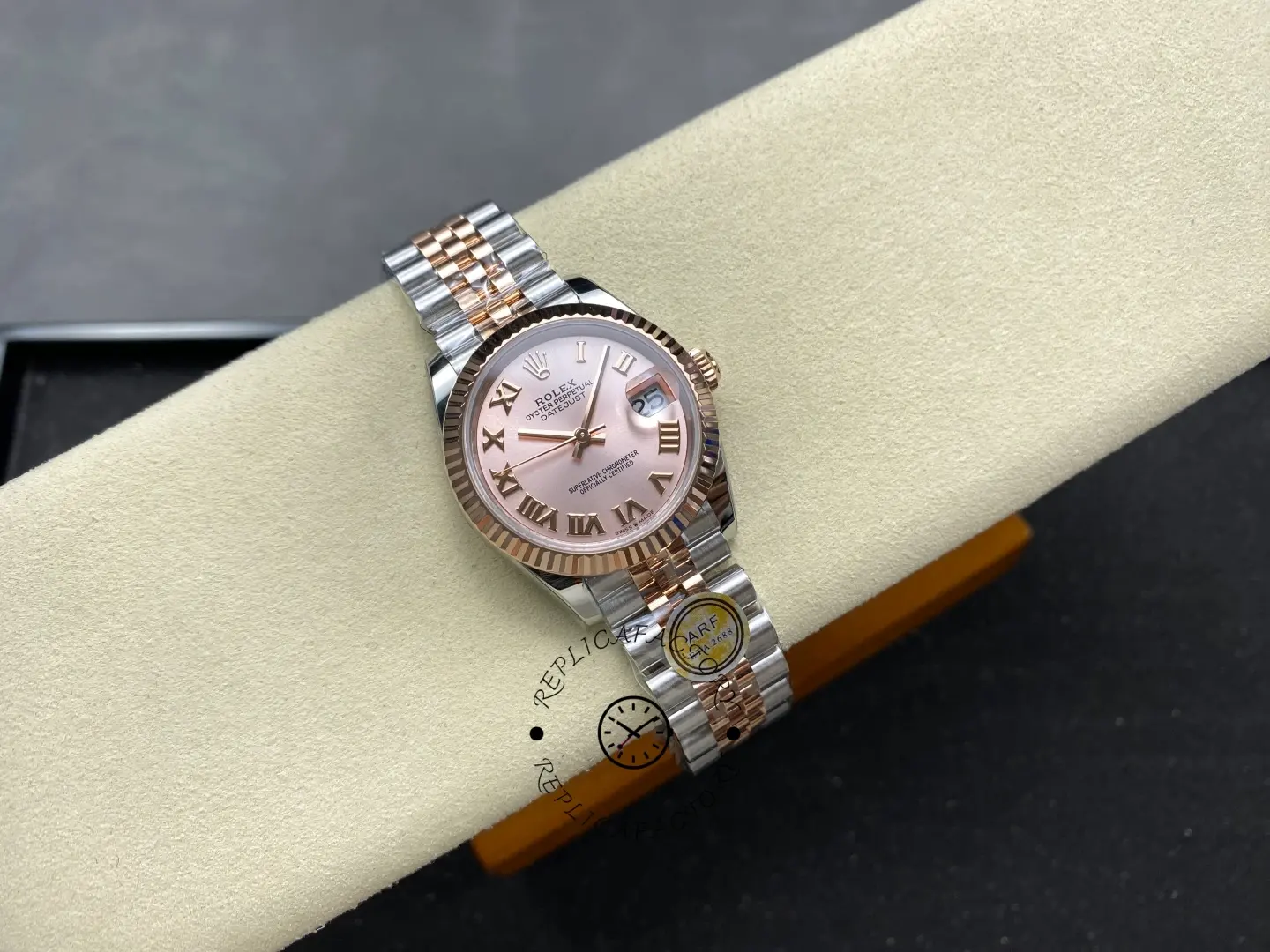 Rolex Datejust 278271 Sun Dust Roman Dial Two Tone Rose Gold Fluted Bezel Jubilee