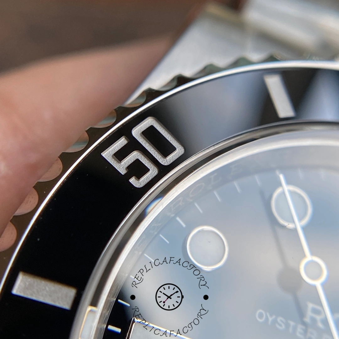 VSF replica Rolex Submariner ceramic bezel engraving close-up