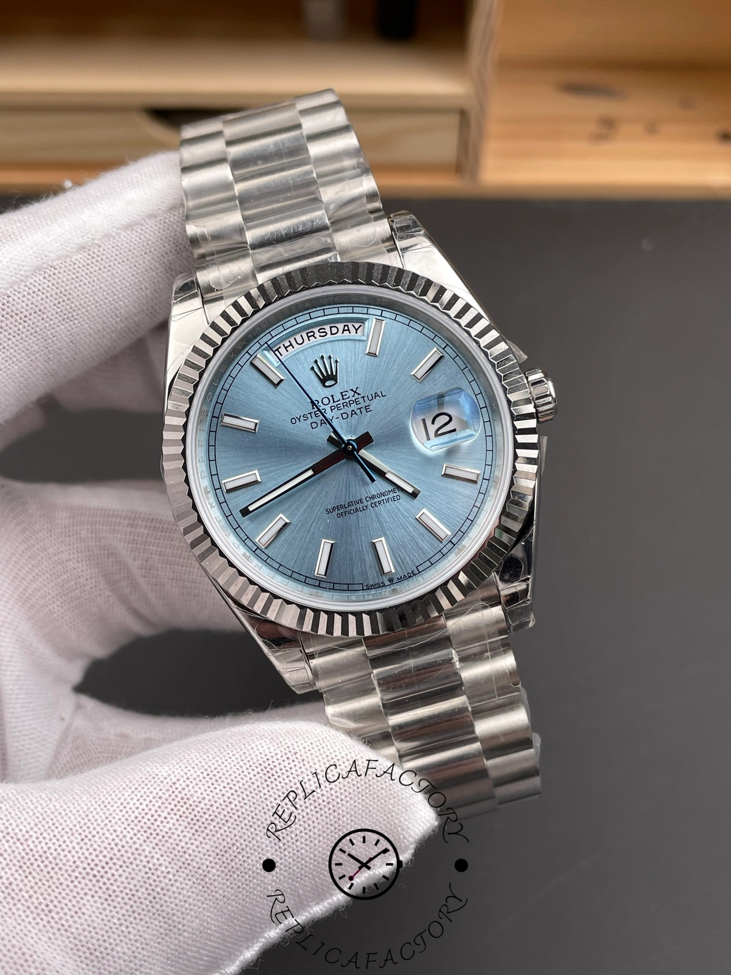 Rolex Day-Date 40 Ice Blue Dial m228236 0018 Men's Watch