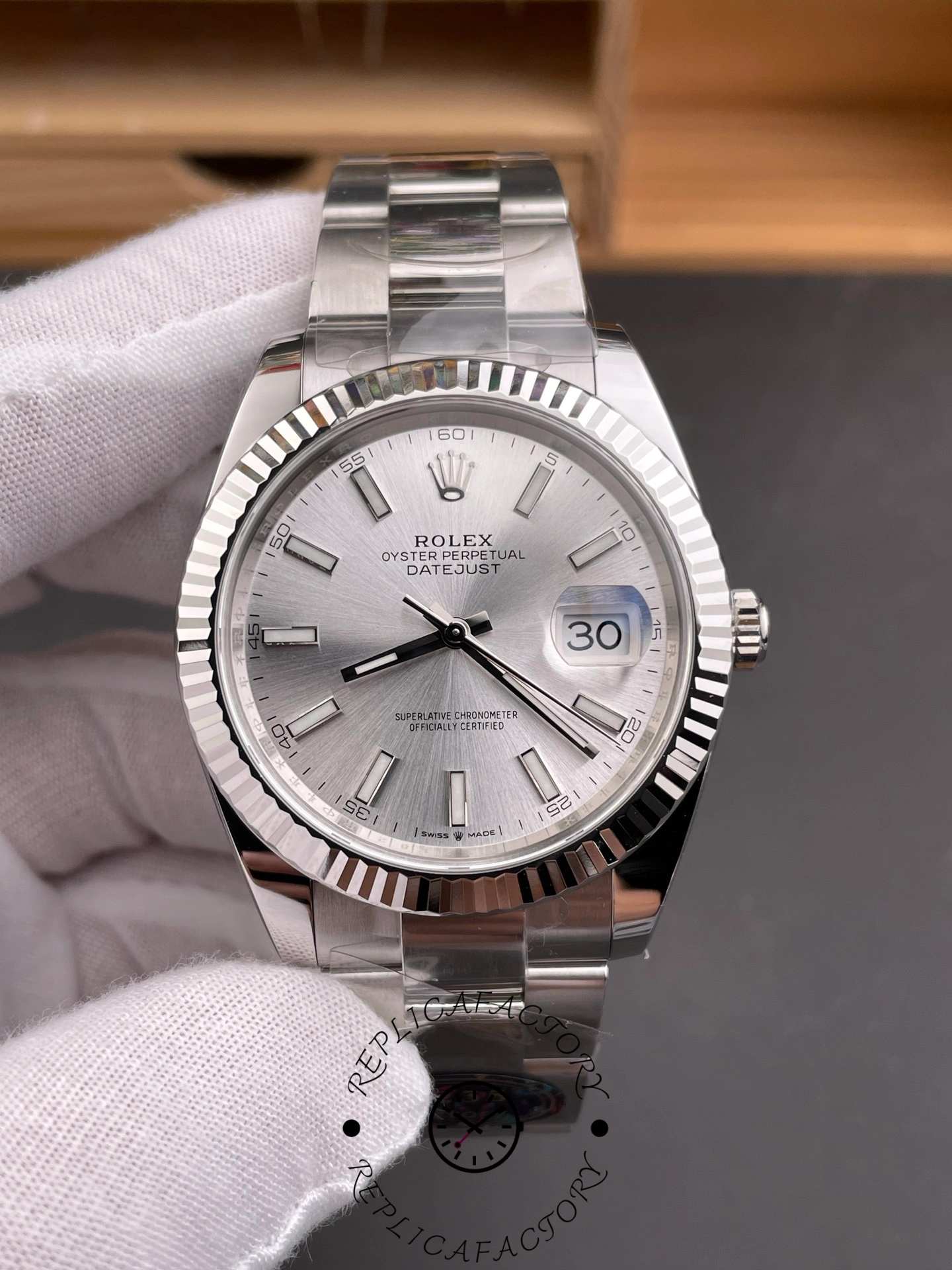 Rolex Datejust 126334 0003 Fluted Bezel Silver Dial 41MM Mens Replica Watch