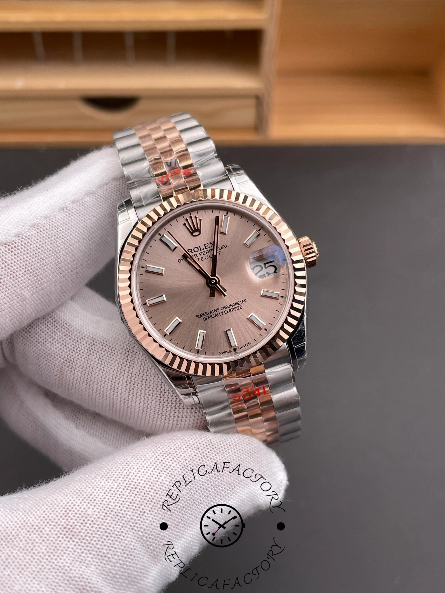 Rolex Datejust 31mm Stainless Steel and Rose Gold m278271 0010 Rose Index Jubilee ladies watch