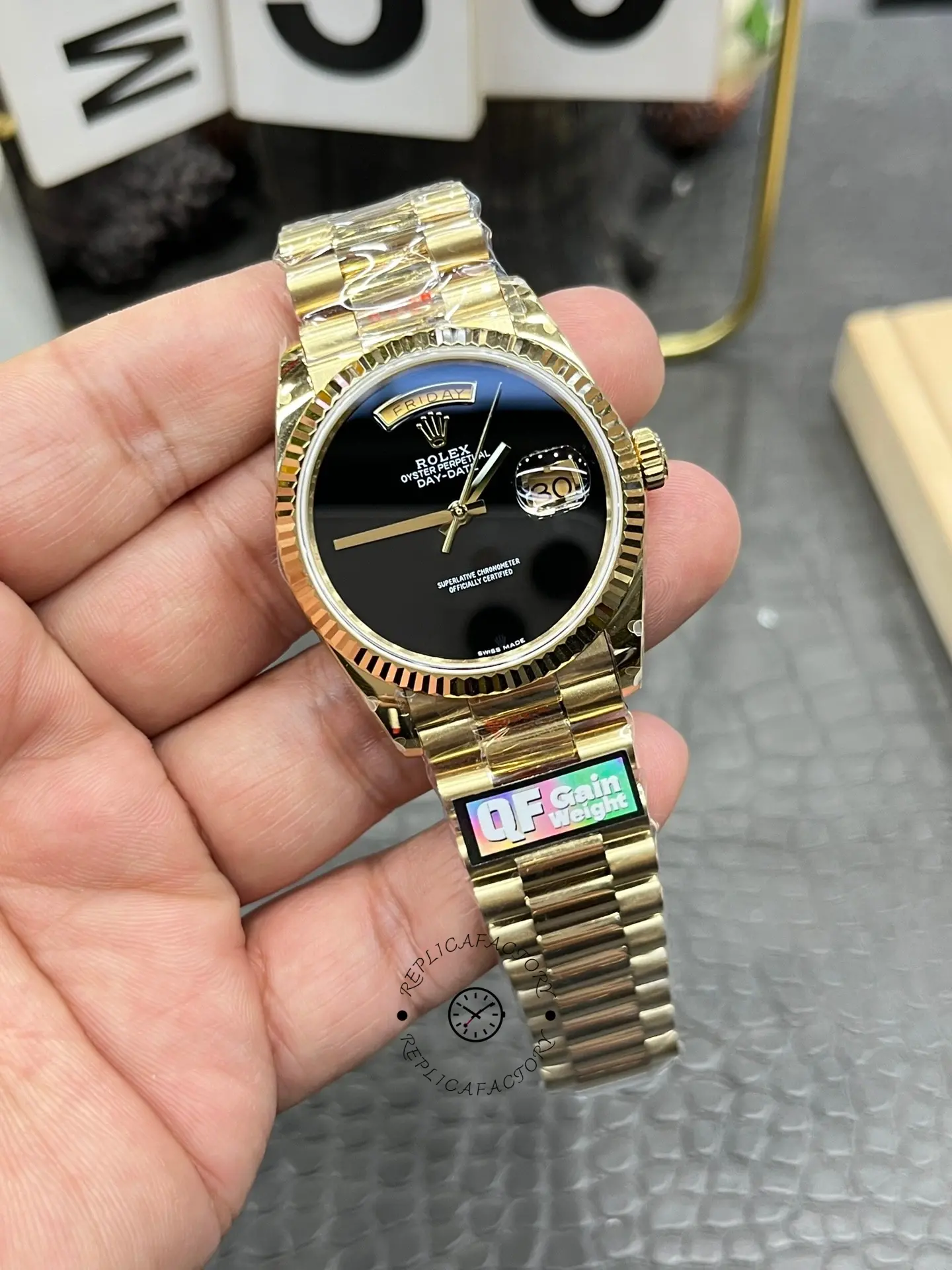 Rolex Day-Date 18038 36mm President Men's Onyx Dial Watch 1:1 Clone