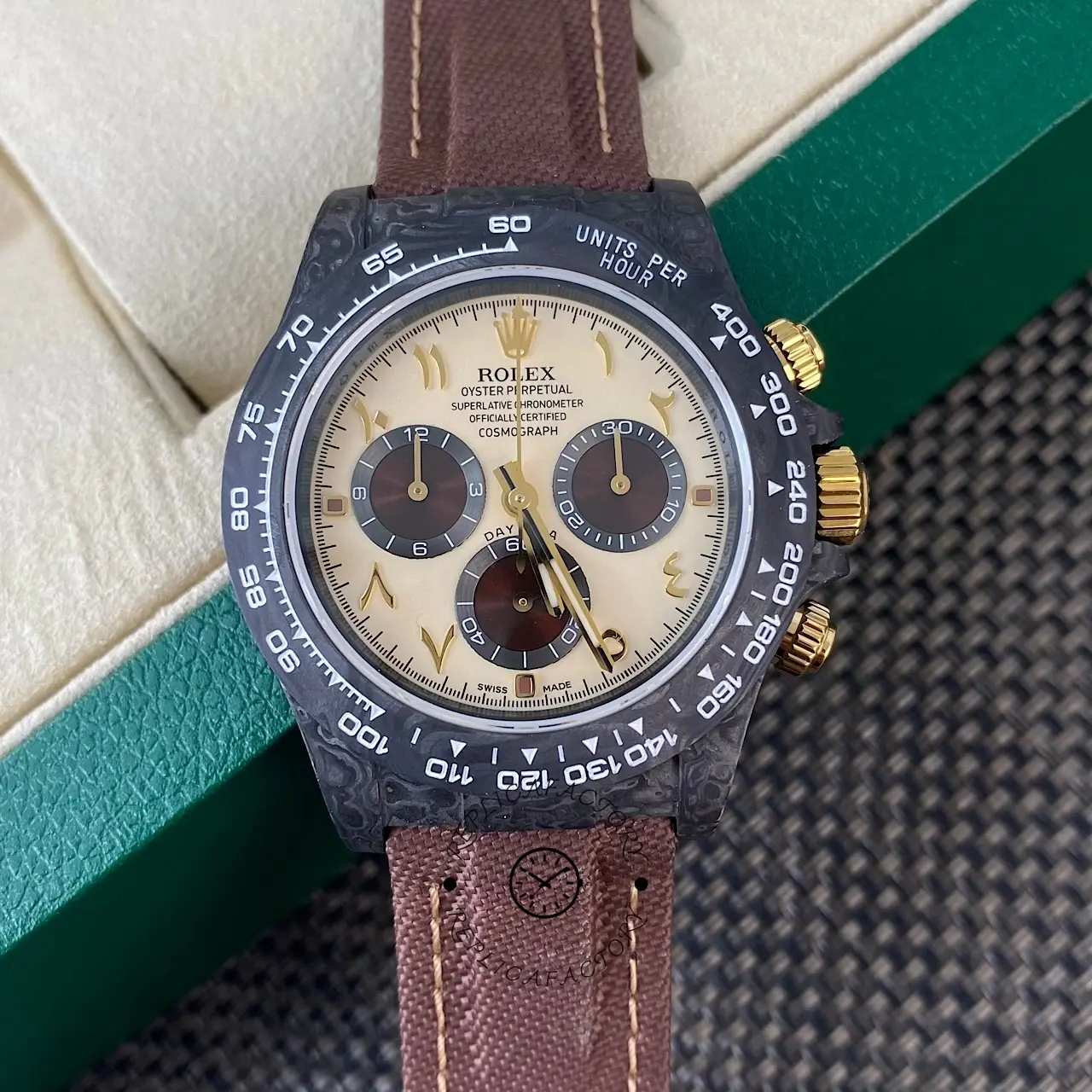 Rolex Daytona DIW Desert Eagle Arabic Carbon Fiber Customised Cream Dial 40 mm