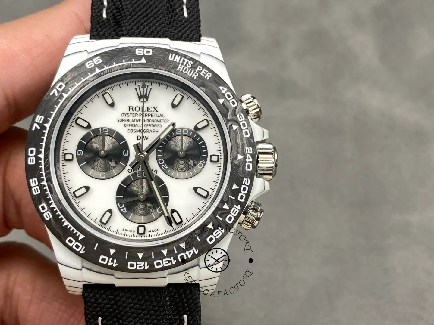 Replica Rolex Daytona IRBIS DiW White & Black Dial Black Nylon Strap 41mm