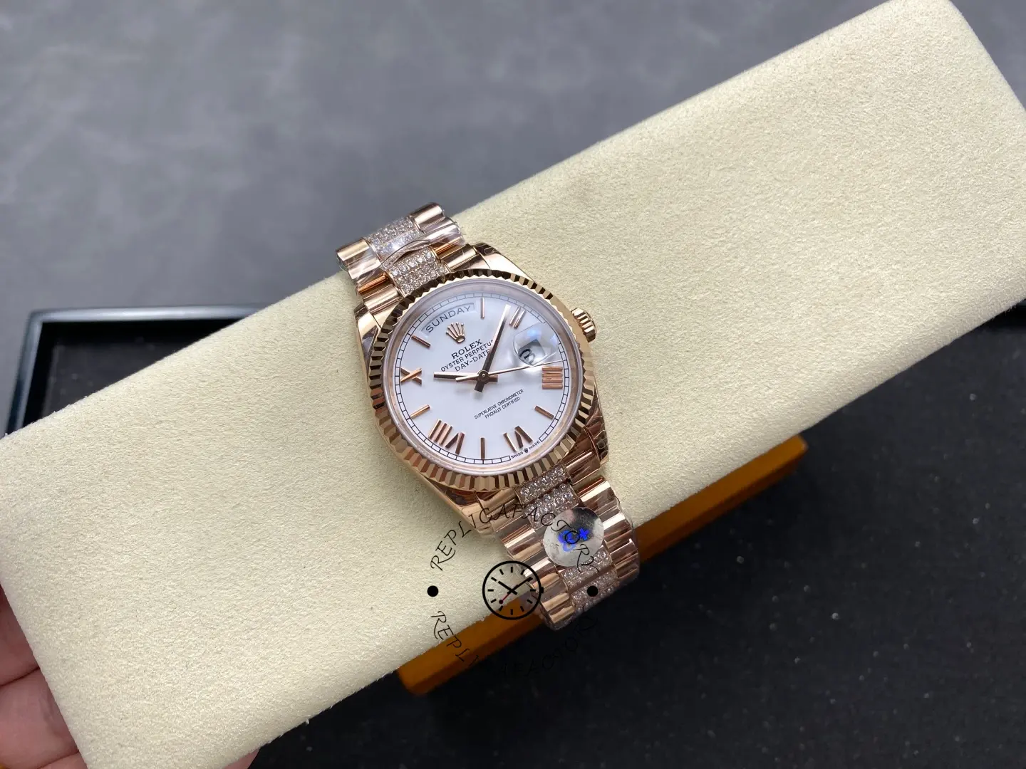 Rolex Day-Date 36 Automatic White Roman Dial Replica 128235 0071