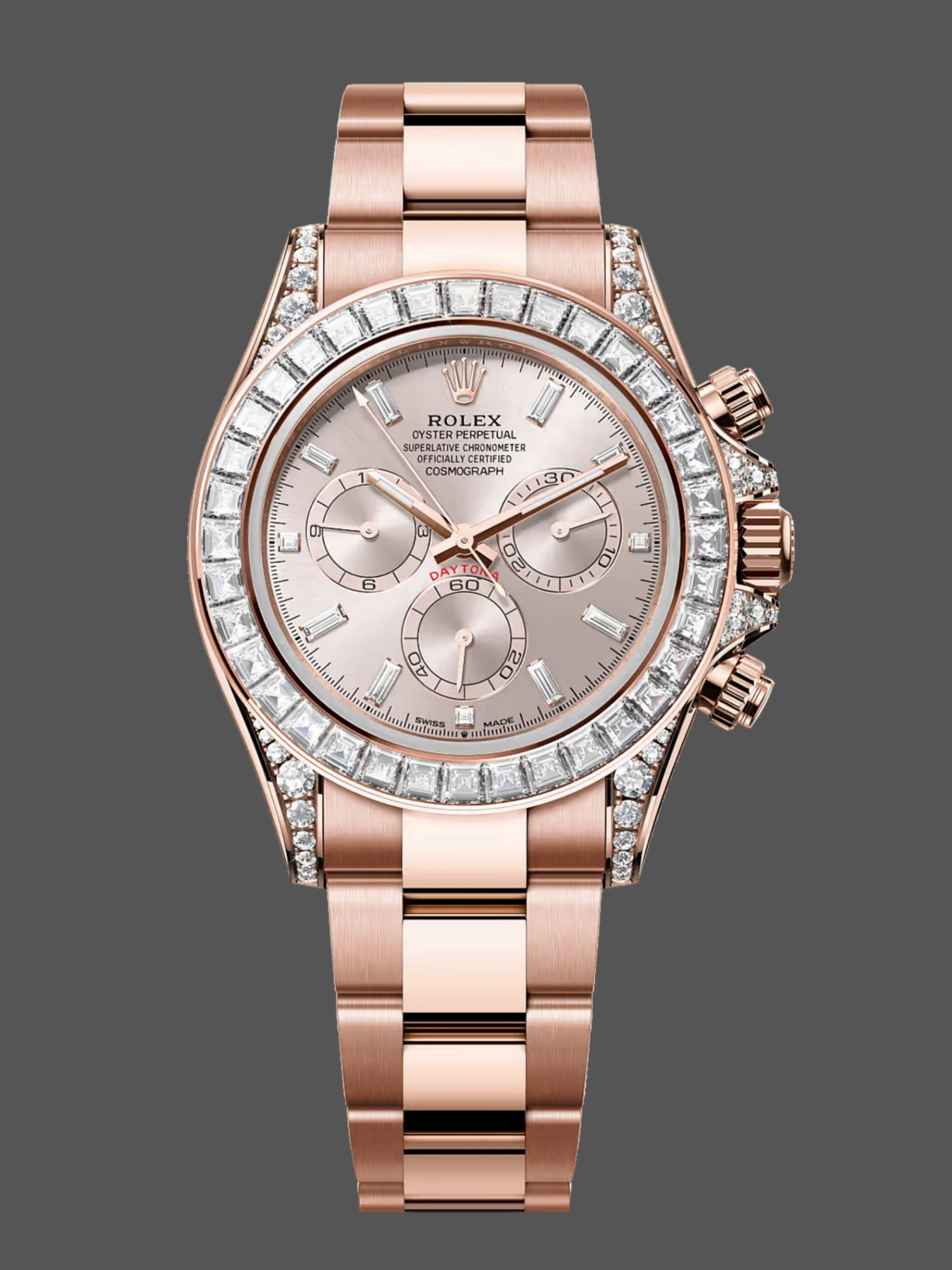 Replica Rolex Daytona 126595TBR 0001 Pink Dial & Diamond Bezel Watch
