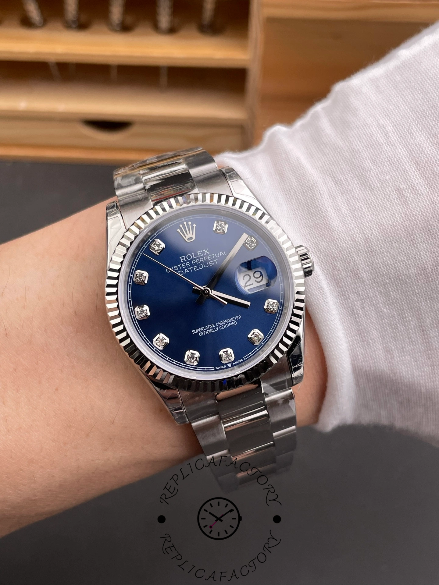 Rolex Datejust 126234 Blue Index Dial Stainless Steel 36MM Unisex Replica Watch