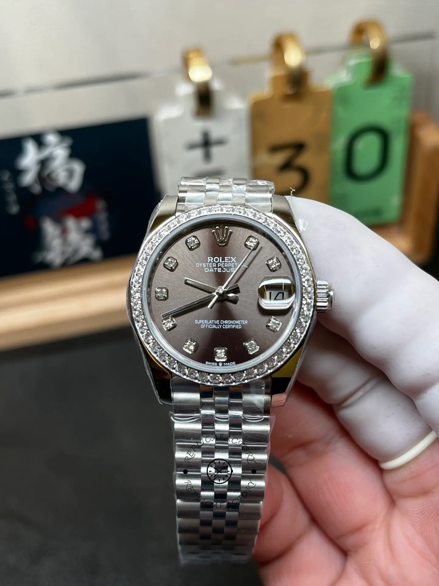Replica Rolex Datejust 31 Diamond-Set 278384RBR-0010 Dark Gray Dial