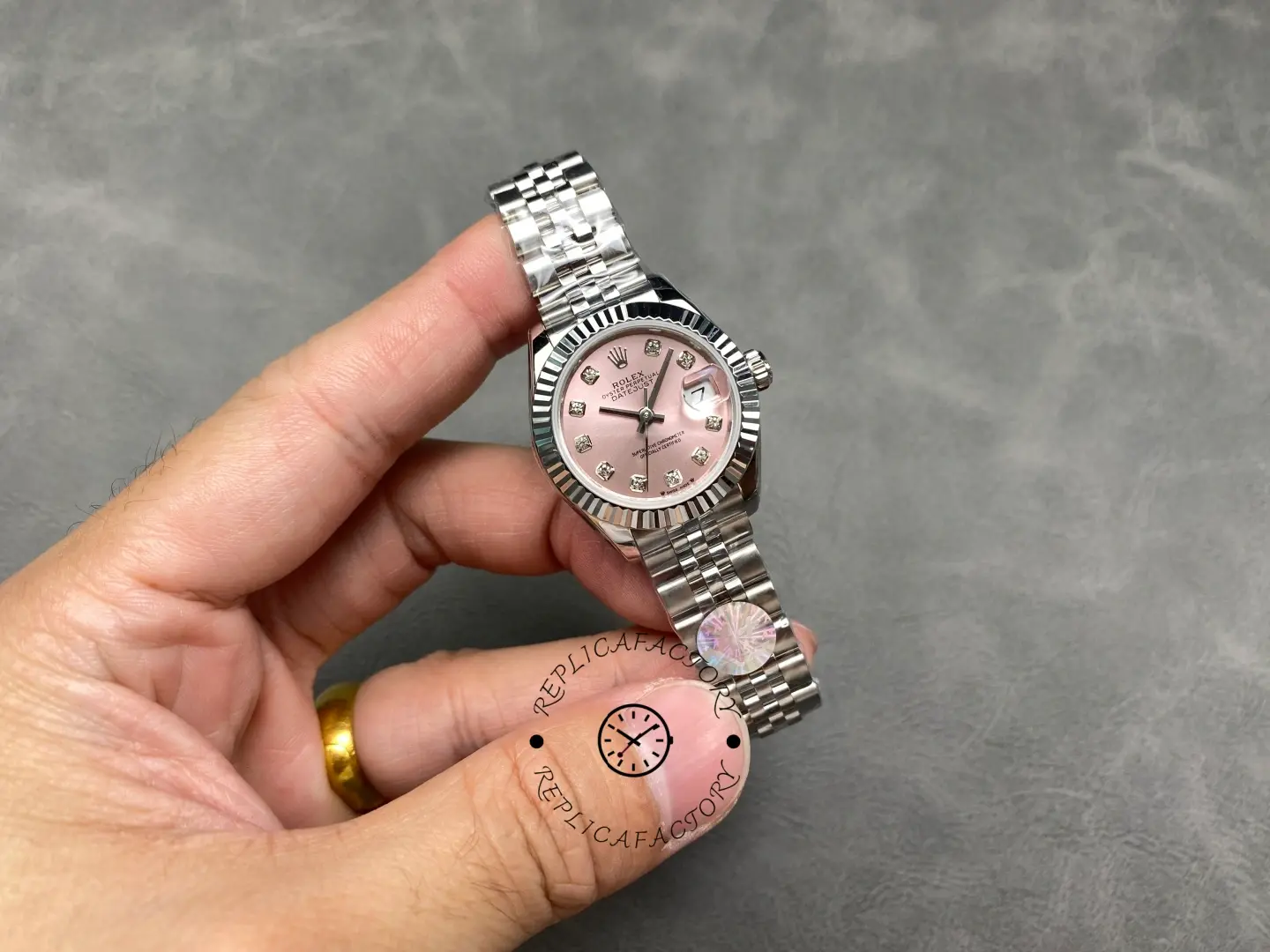 Rolex Datejust 279174 Stainless Steel Pink Diamond Dial 28mm Lady Replica Watch