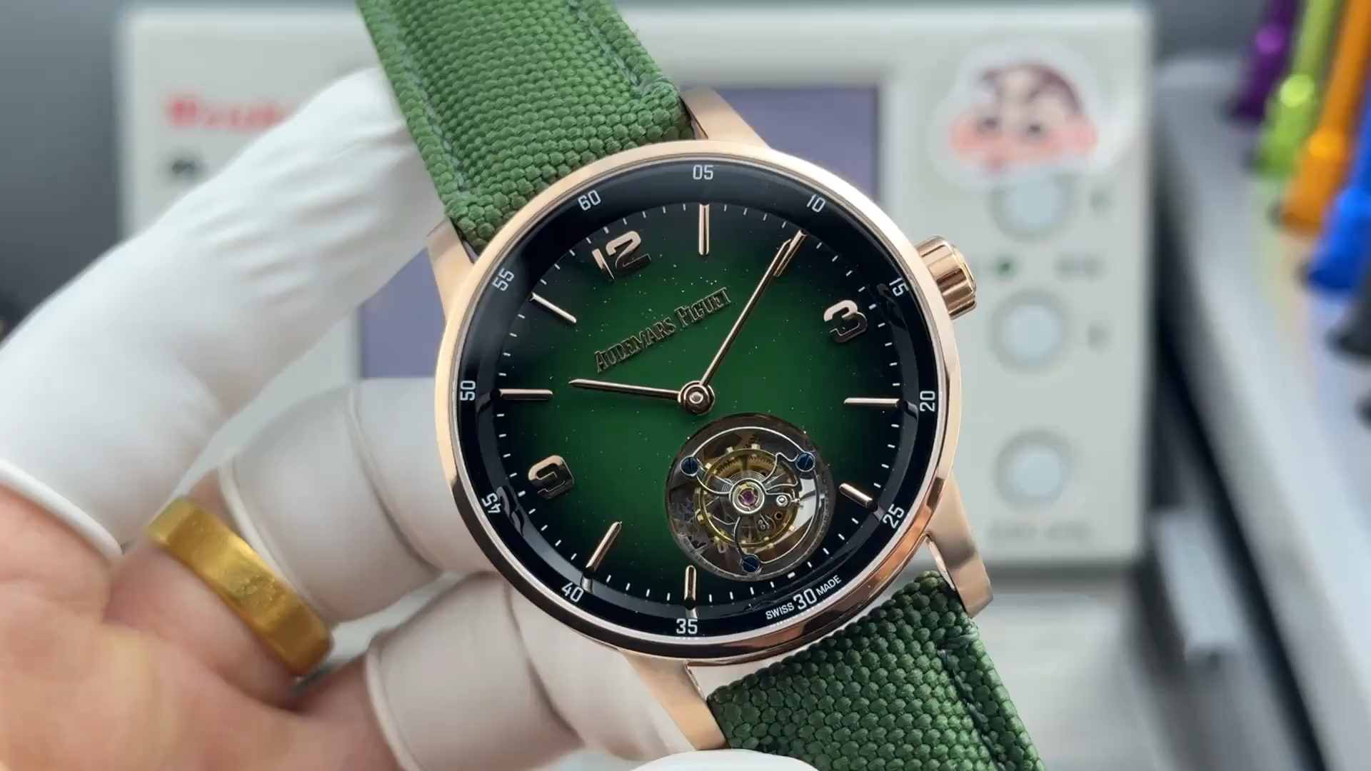 1:1 Clone AP CODE 11.59 26396NR.OO.D002KB.01 Green Aventurine Nylon Strap