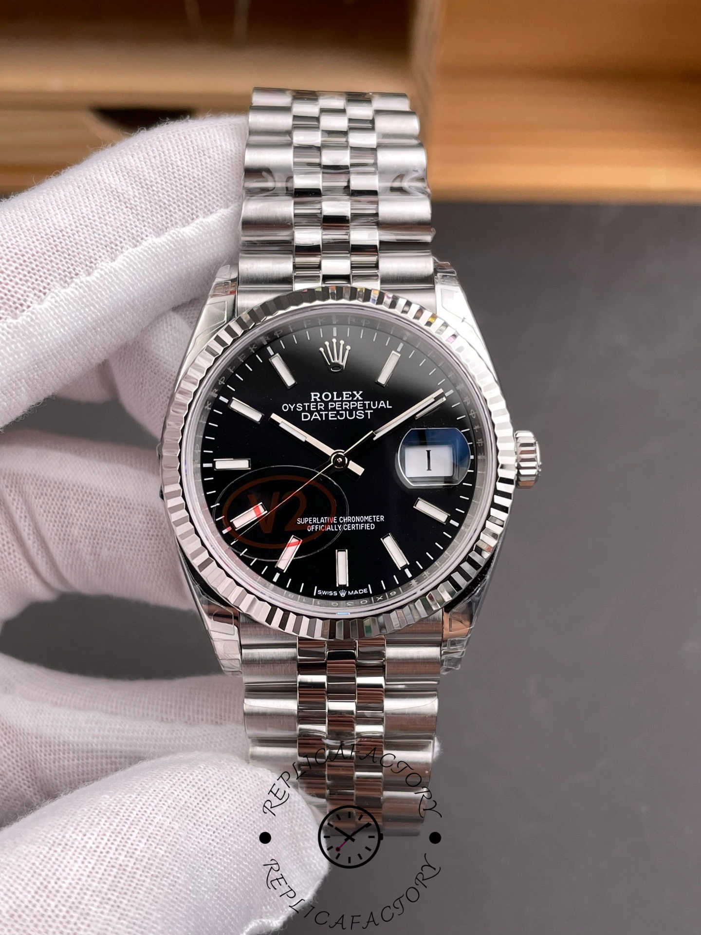 Rolex Datejust 126234 Fluted Bezel Black Index Dial 36MM Unisex Replica Watch