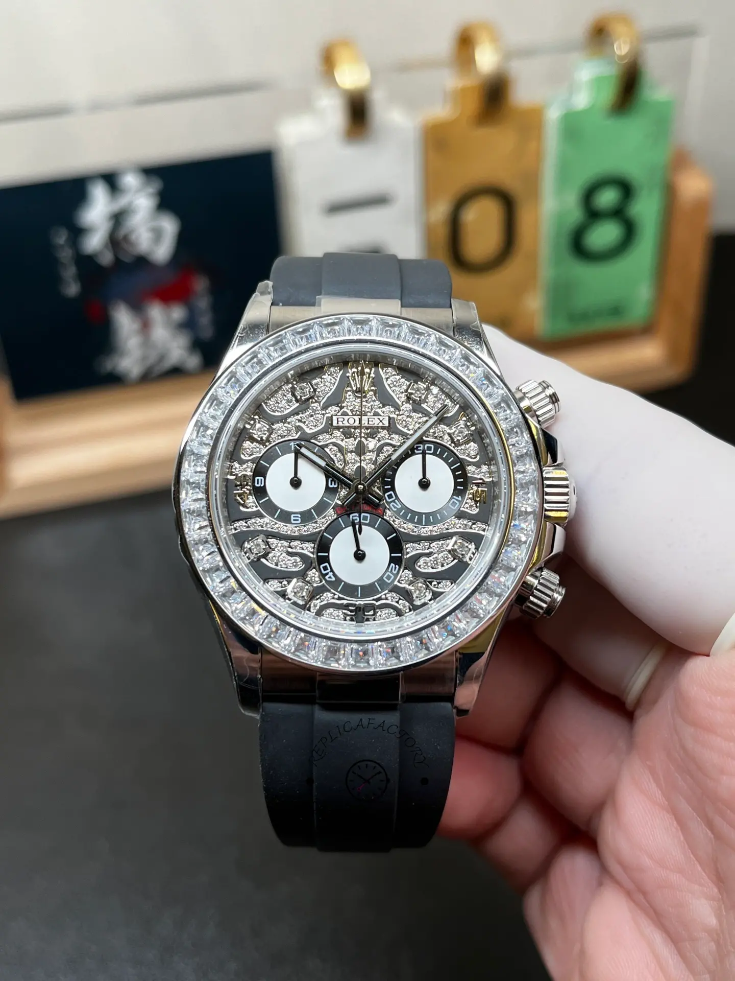 Rolex Daytona 40mm Eye of the Tiger White Gold Diamond Dial Oysterflex 116589TBR