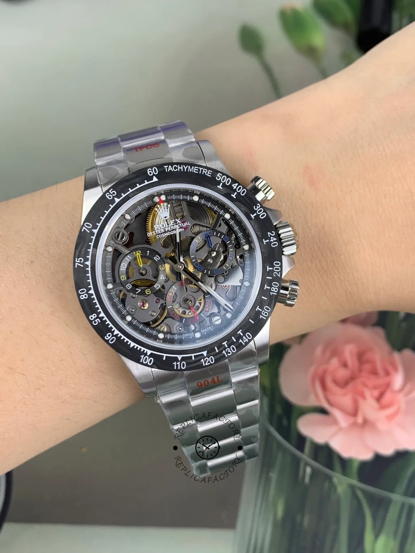 Rolex Daytona 116520 ADG Skeleton Dial Steel Bracelet Steel Case Replica Watch