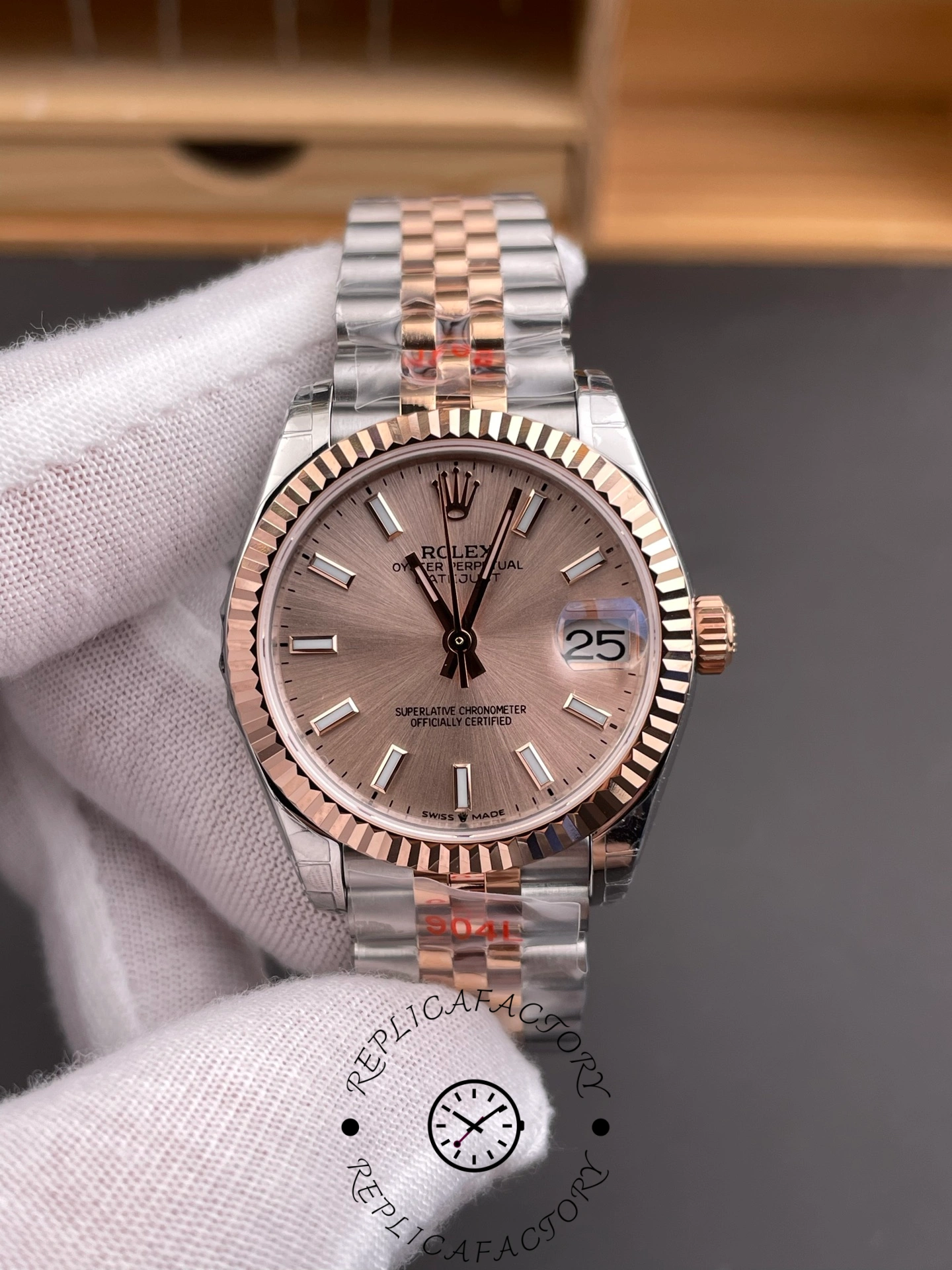 Rolex Datejust 31mm Stainless Steel and Rose Gold m278271 0010 Rose Index Jubilee ladies watch