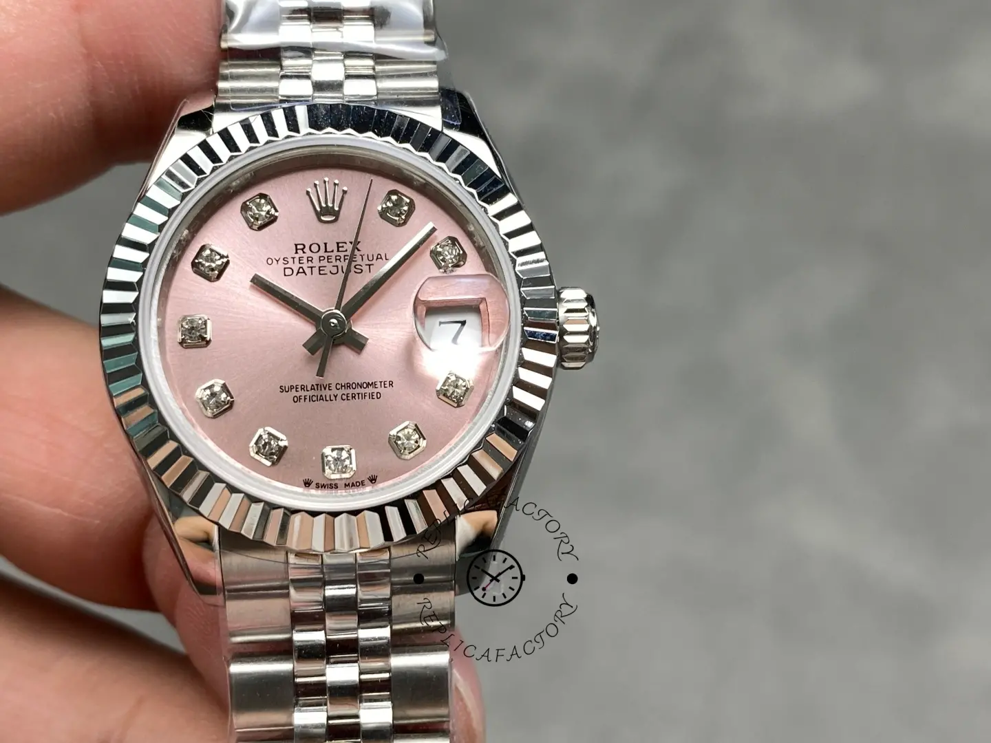 Rolex Datejust 279174 Stainless Steel Pink Diamond Dial 28mm Lady Replica Watch