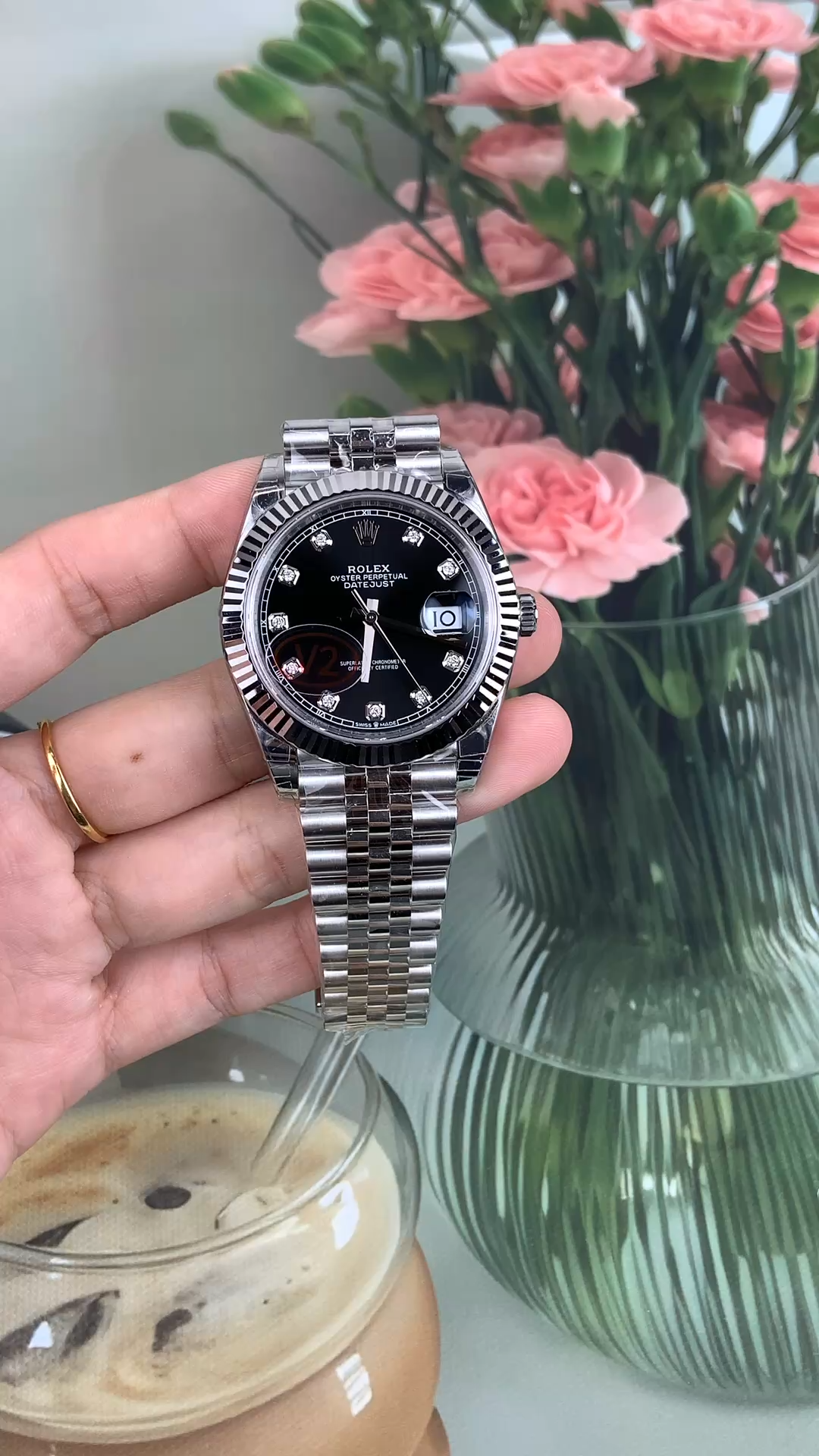 Rolex Datejust 41mm Black Diamond Dial White Rolesor Case m126334 0012 Men's Watch