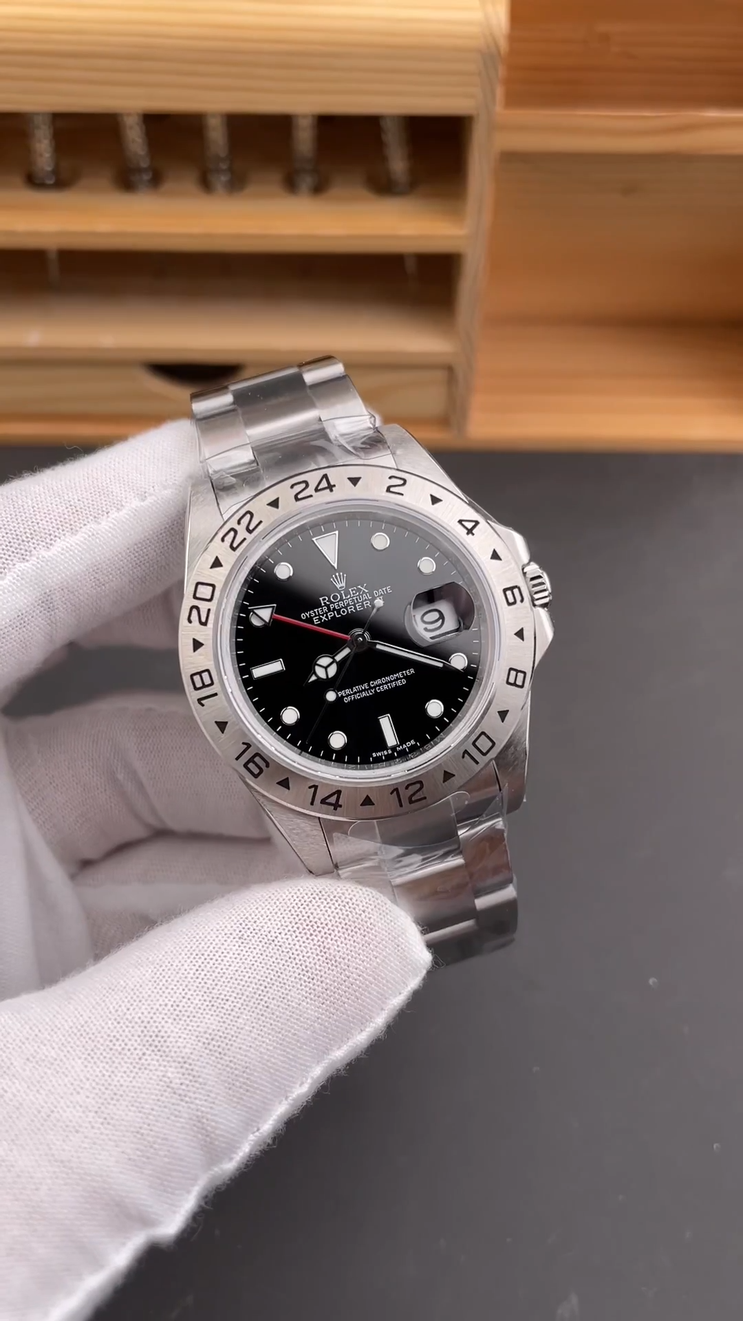 Rolex Explorer II 16570 Stainless Steel Black Dial 40MM Mens Replica Watch