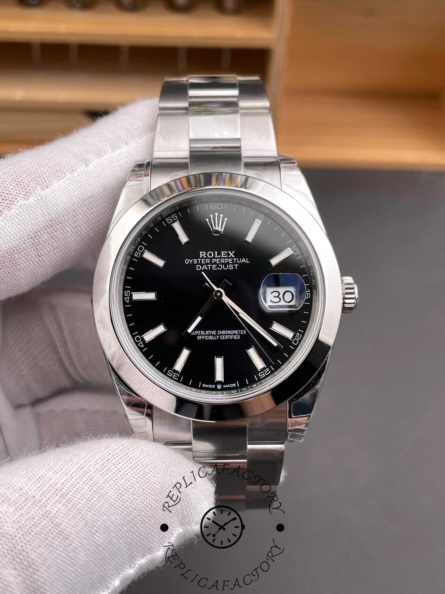 Rolex Datejust 41mm Black Index Oyster Stainless Steel 126300 0011 Men's Watch