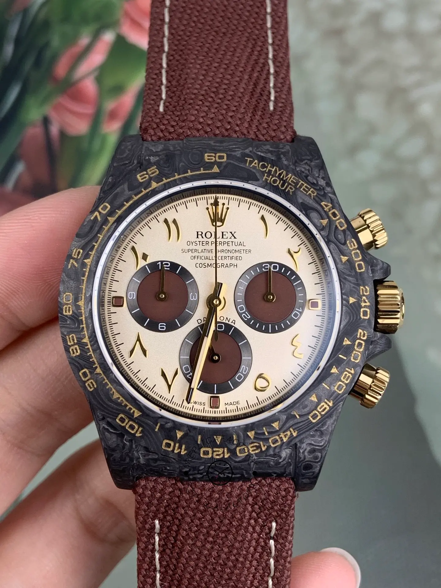Rolex Daytona DIW Desert Eagle Arabic Carbon Fiber Customised Cream Dial 40 mm