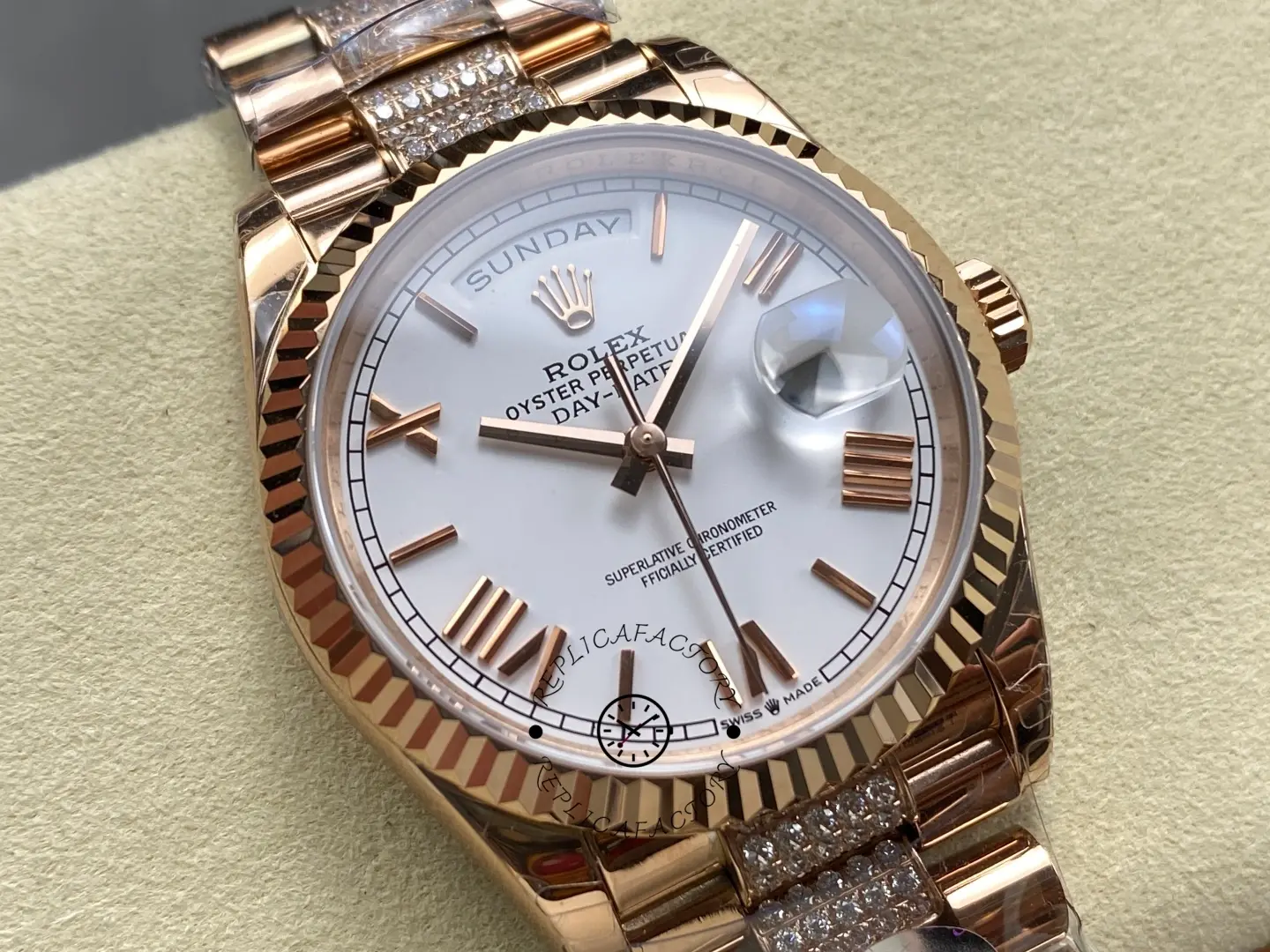 Rolex Day-Date 36 Automatic White Roman Dial Replica 128235 0071