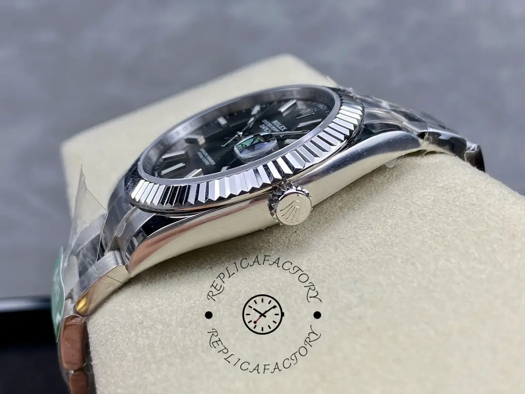 Rolex Datejust 41 White Gold Fluted Bezel Slate Dial Oyster M126334 0013 Men's Watch