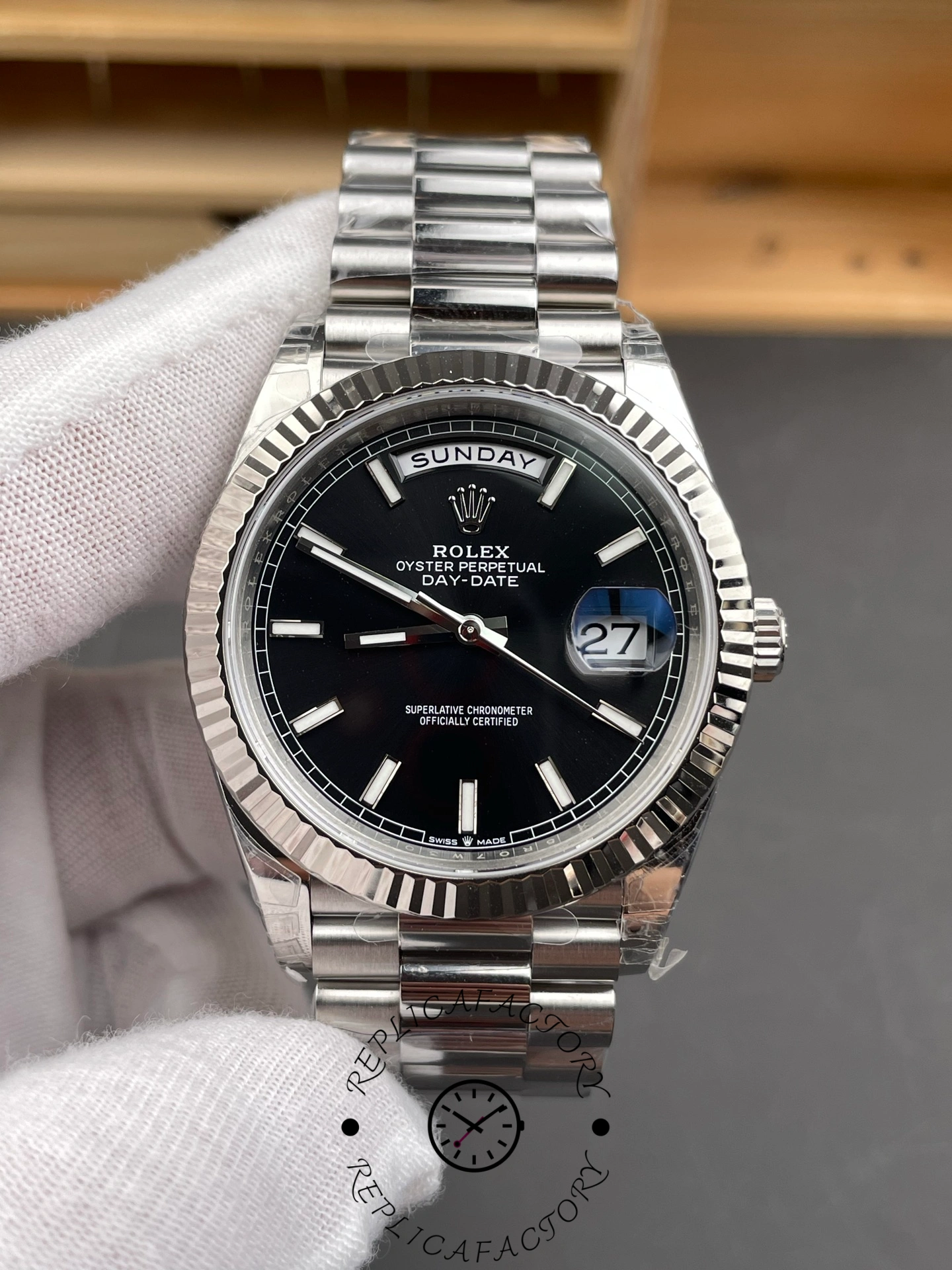 Rolex Day Date 40 Platinum Black Dial M228236 0003 Men's Watch