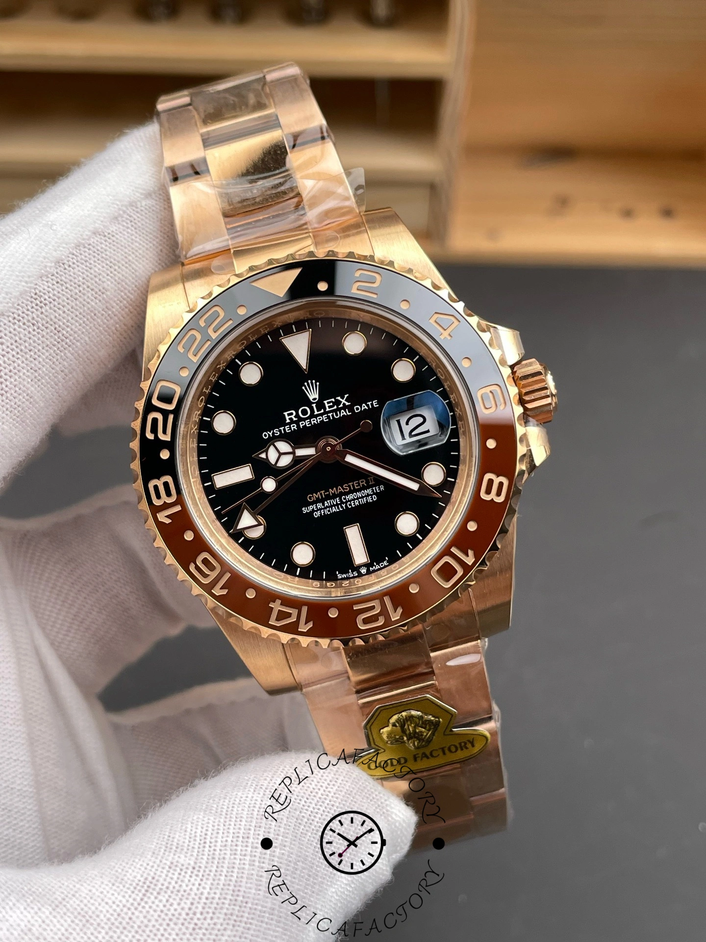 Rolex GMT-Master II 126715CHNR Black Dial Everose case 40MM Mens Replica Watch