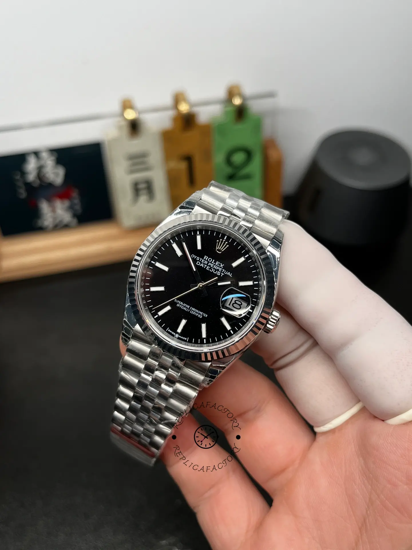 Rolex Datejust 126234 Fluted Bezel Black Index Dial 36MM Unisex Replica Watch