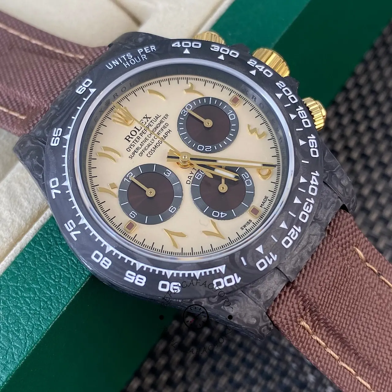Rolex Daytona DIW Desert Eagle Arabic Carbon Fiber Customised Cream Dial 40 mm