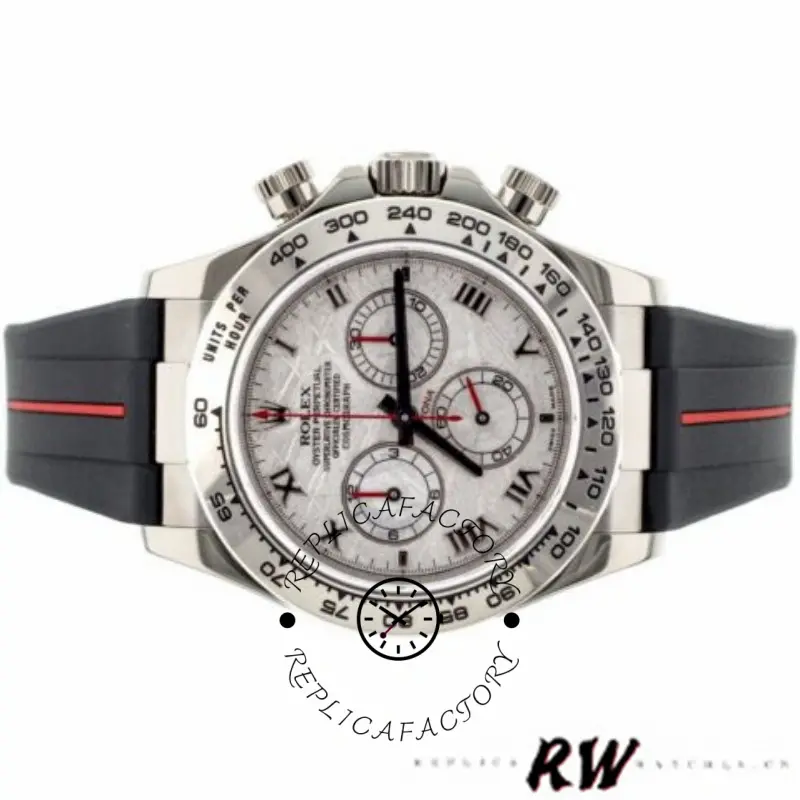 Rolex Daytona 116519MT front close-up, meteorite texture and chronograph subdials detail.