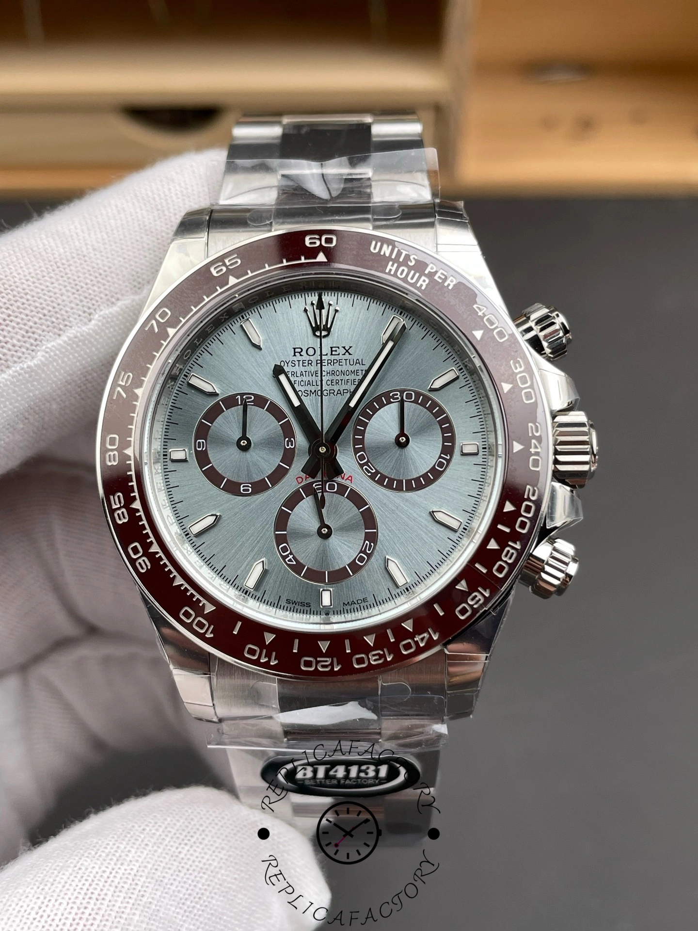 Rolex Platinum Cosmograph Daytona Ice Blue Index Dial Oyster Bracelet 126506 0001