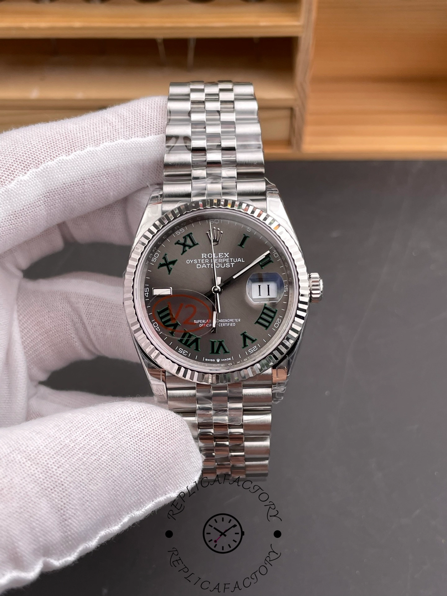 Rolex Datejust 126234 Slate Grey Wimbledon Dial 36MM Unisex Replica Watch